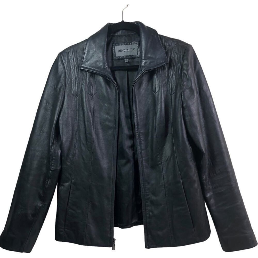 Bromley Collection Black Genuine Leather Full Zip Jacket - Picture 3 of 10